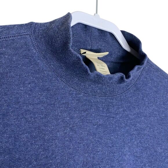 Vtg LL Bean Shirt Mens XL Blue Base Layer Wool Cotton Blend Mock Neck Pullover - Picture 6 of 9